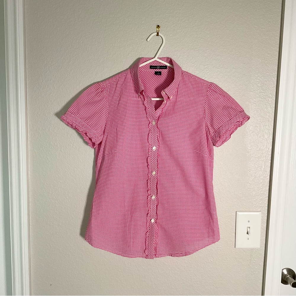 Gingham button down blouse